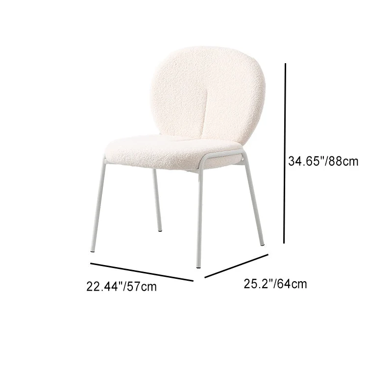 Contemporary Nordic Sherpa Fabric Upholstered Metal Legs Vanity Stool Round Back For Bedroom