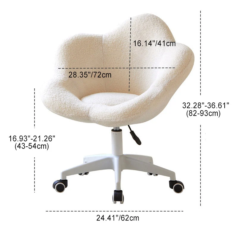 Contemporary Creative Round Flower Sherpa Fabric Metal Vanity Stool Backrest For Bedroom