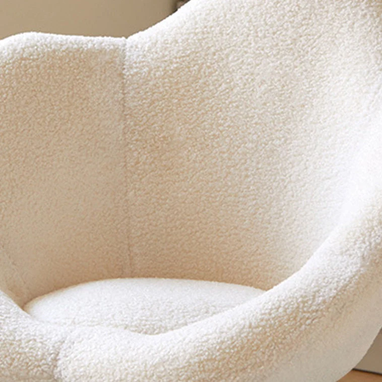 Contemporary Creative Round Flower Sherpa Fabric Metal Vanity Stool Backrest For Bedroom
