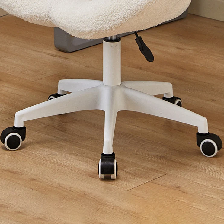 Contemporary Creative Round Flower Sherpa Fabric Metal Vanity Stool Backrest For Bedroom