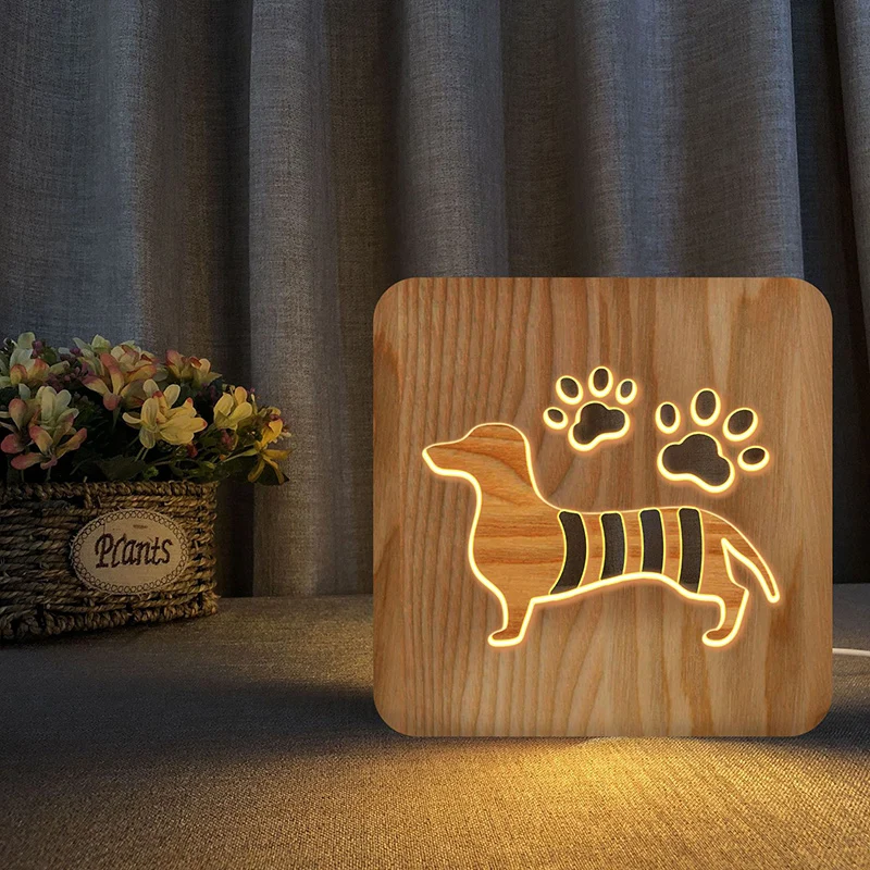 Contemporary Nordic Square Wood LED Table Lamp For Living Room