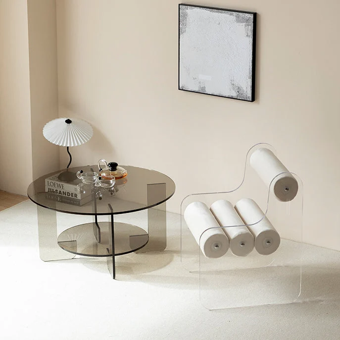 Contemporary Creative Cylinder Acrylic Velvet Chair Backrest Armless For Living Room