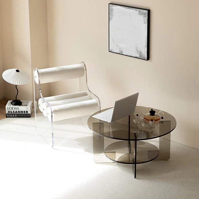 Contemporary Creative Cylinder Acrylic Velvet Chair Backrest Armless For Living Room