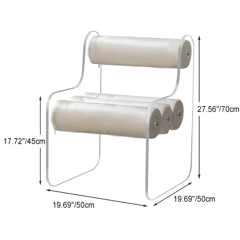 Contemporary Creative Cylinder Acrylic Velvet Chair Backrest Armless For Living Room