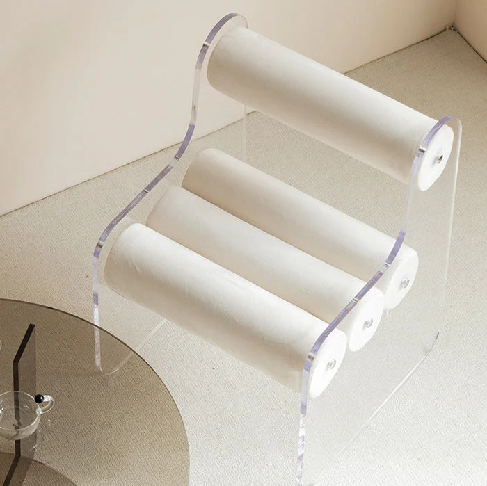 Contemporary Creative Cylinder Acrylic Velvet Chair Backrest Armless For Living Room