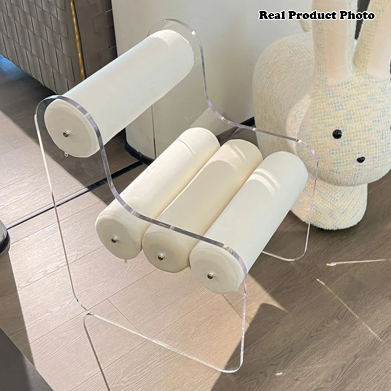 Contemporary Creative Cylinder Acrylic Velvet Chair Backrest Armless For Living Room