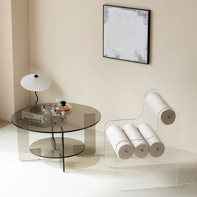 Contemporary Creative Cylinder Acrylic Velvet Chair Backrest Armless For Living Room