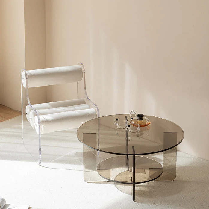 Contemporary Creative Cylinder Acrylic Velvet Chair Backrest Armless For Living Room