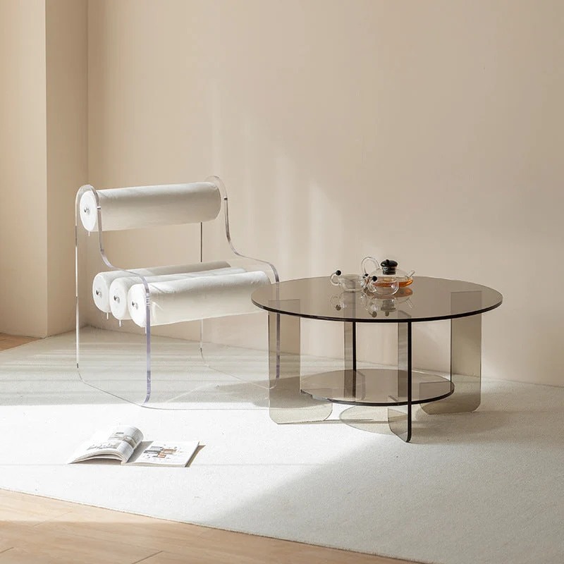 Contemporary Creative Cylinder Acrylic Velvet Chair Backrest Armless For Living Room
