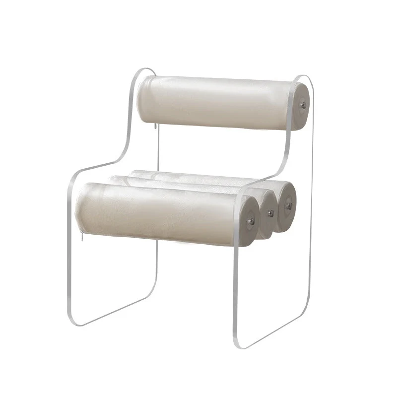 Contemporary Creative Cylinder Acrylic Velvet Chair Backrest Armless For Living Room
