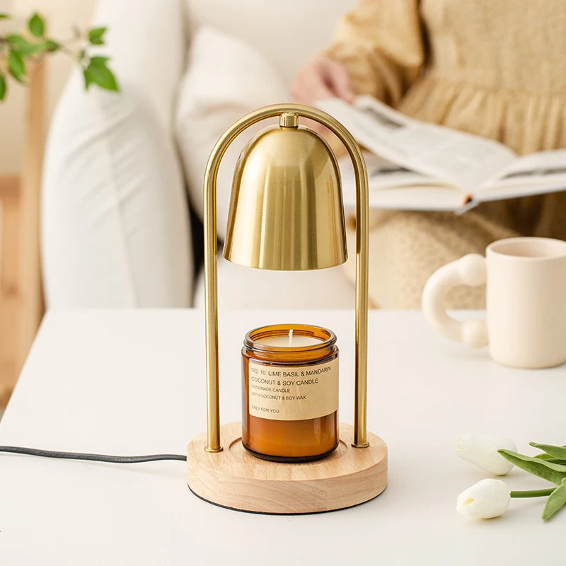 Modern Minimalist Bell Round Cylinder Iron Wood Marble 1-Light Melting Wax Table Lamp For Bedroom