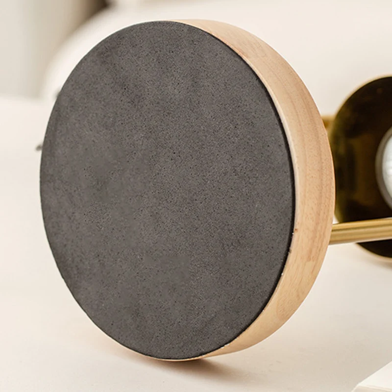 Modern Minimalist Bell Round Cylinder Iron Wood Marble 1-Light Melting Wax Table Lamp For Bedroom