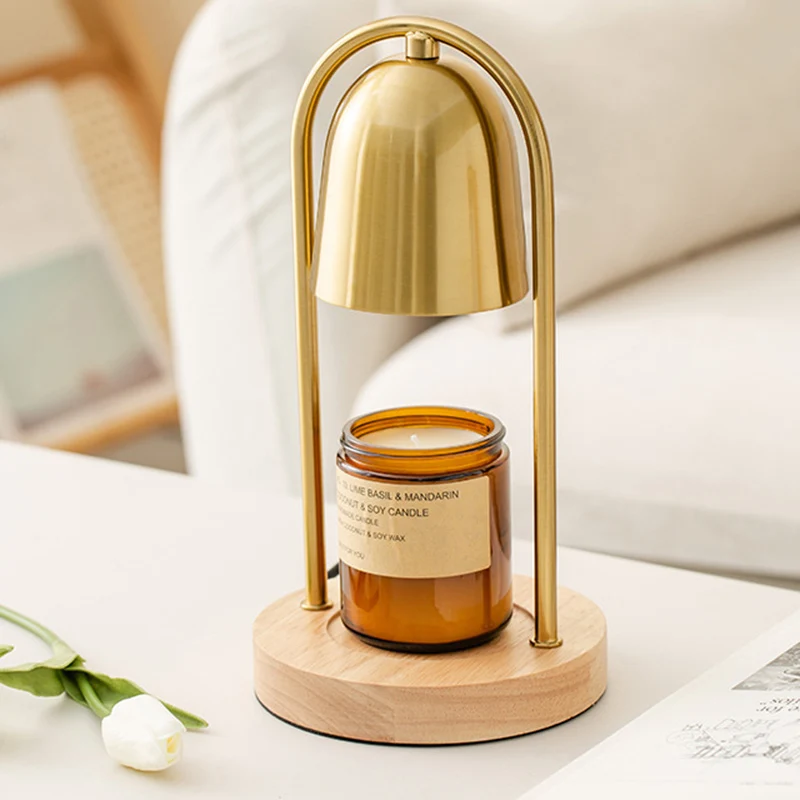 Modern Minimalist Bell Round Cylinder Iron Wood Marble 1-Light Melting Wax Table Lamp For Bedroom