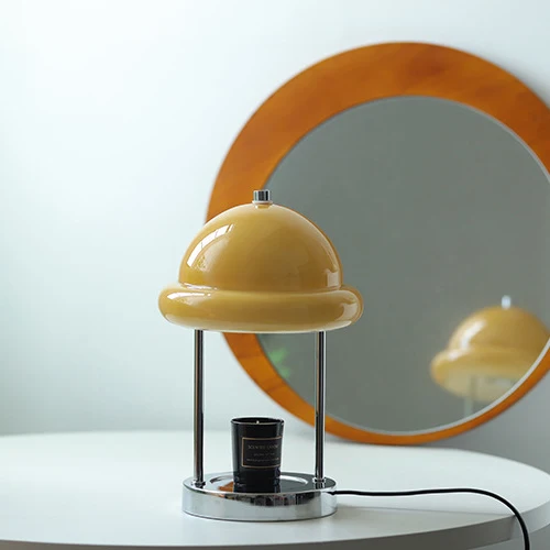 Contemporary Nordic Metal Glass Mushroom 1-Light Melting Wax Table Lamp For Bedroom