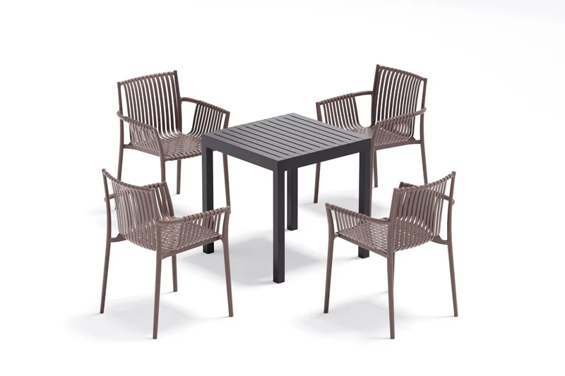 Silla Madrid con Brazos, Color Taupe, con Espaldar y Diseño Moderno