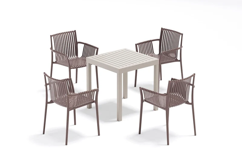 Silla Madrid con Brazos, Color Taupe, con Espaldar y Diseño Moderno