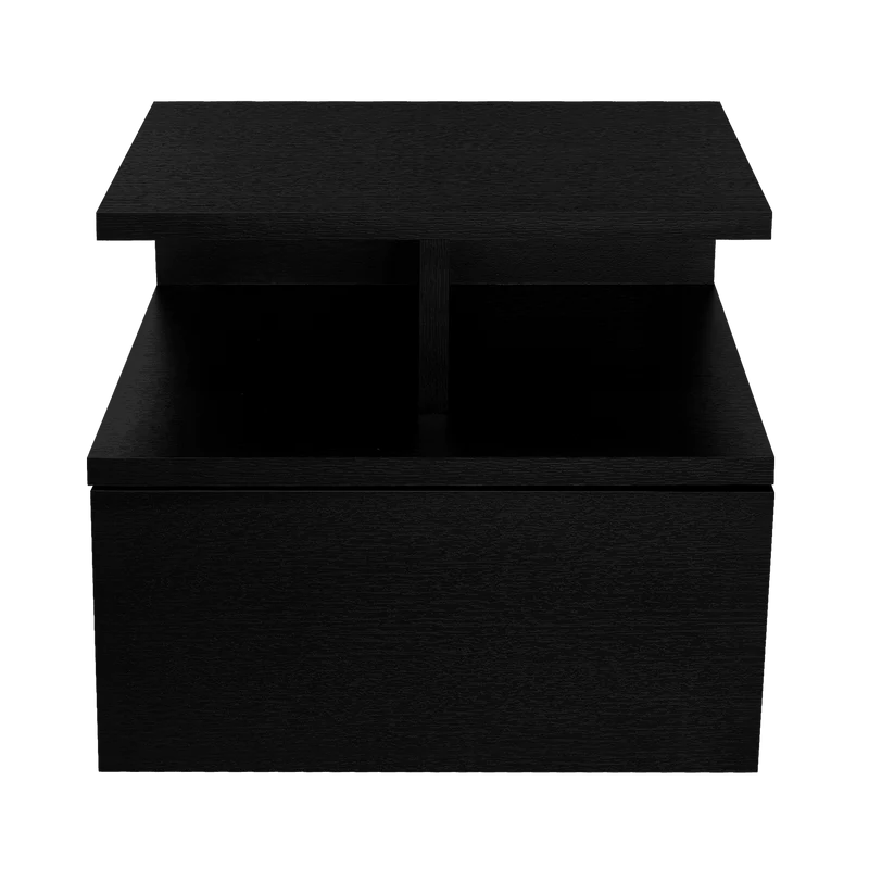 Mesa de Noche Flotante Nube, Wengue con un Cajón y División de Dos Entrepaños ZF