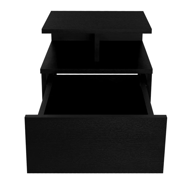 Mesa de Noche Flotante Nube, Wengue con un Cajón y División de Dos Entrepaños ZF
