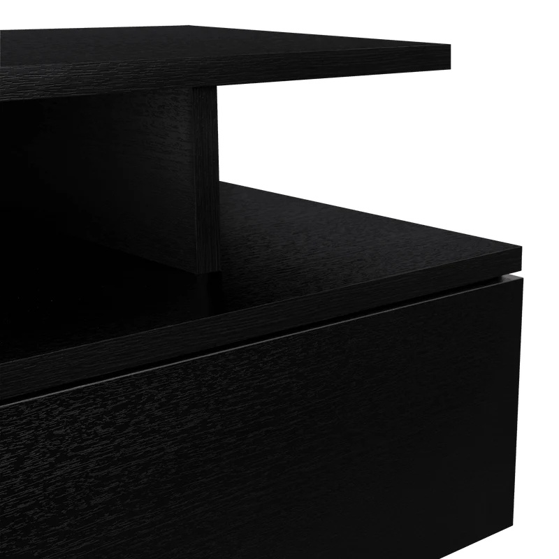 Mesa de Noche Flotante Nube, Wengue con un Cajón y División de Dos Entrepaños ZF