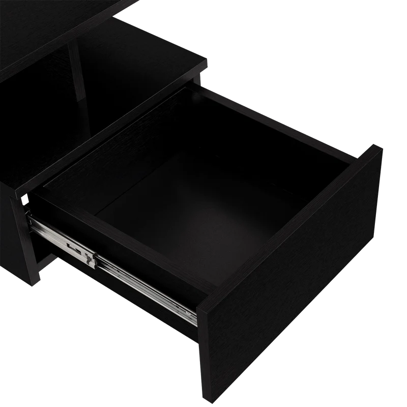 Mesa de Noche Flotante Nube, Wengue con un Cajón y División de Dos Entrepaños ZF