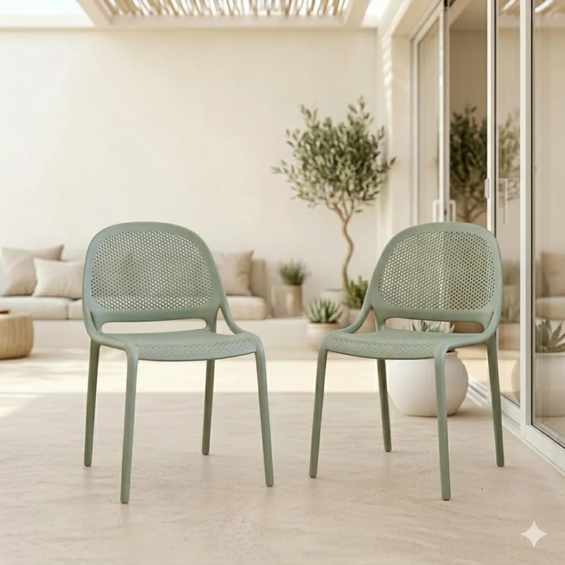 Silla Tolondo, Verde Olivo, Con espaldar redondo transpirable y diseño minimalista