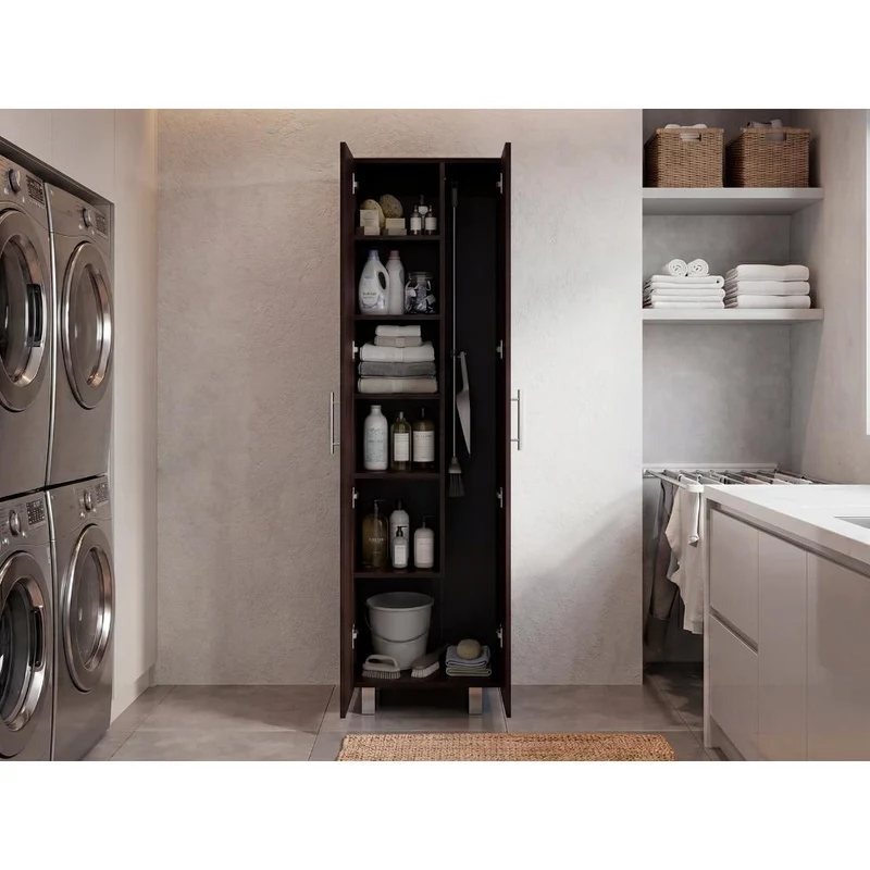Mueble de Aseo Romana, Nogal, con Cinco Entrepaños Organizadores ZF