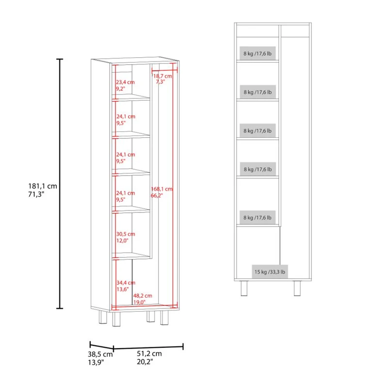 Mueble de Aseo Romana, Nogal, con Cinco Entrepaños Organizadores ZF