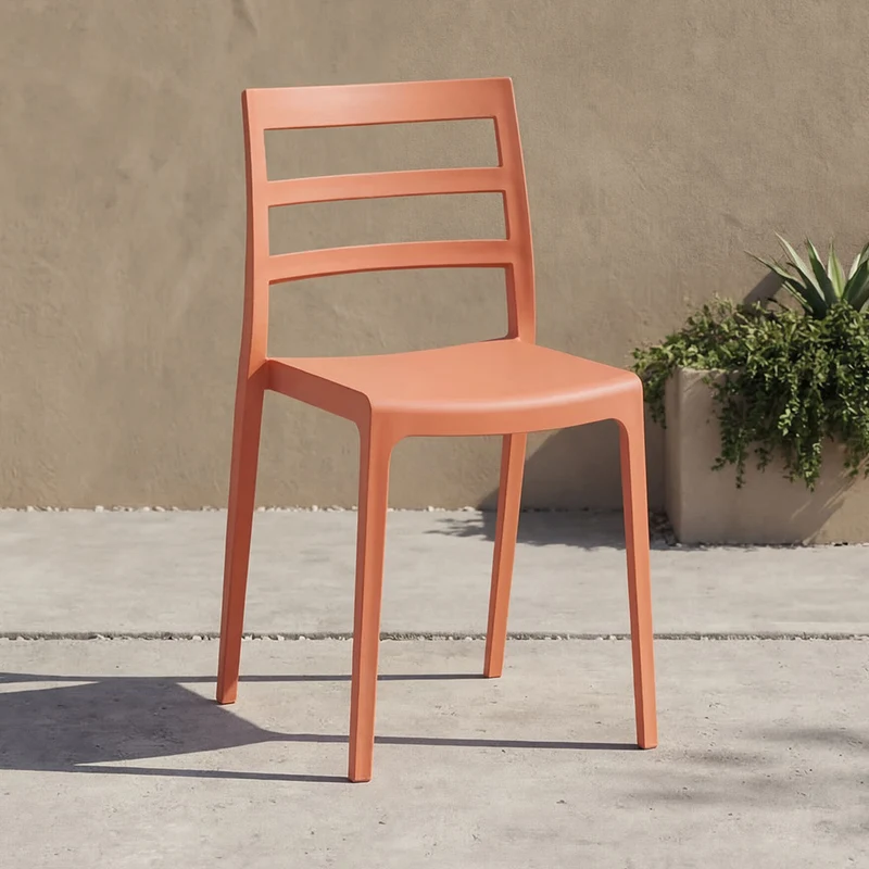Silla New York, Terracota, con Espaldar en Líneas y Diseño Minimalista