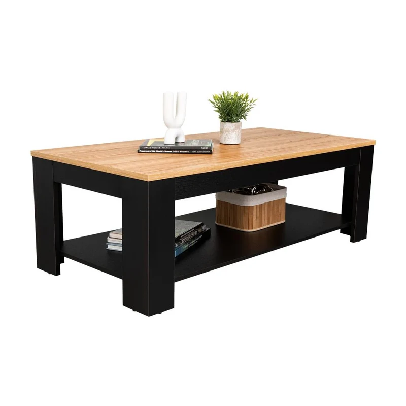 Mesa de Centro Sensi, Fresno Europeo y Wengue, con Diseño Moderno