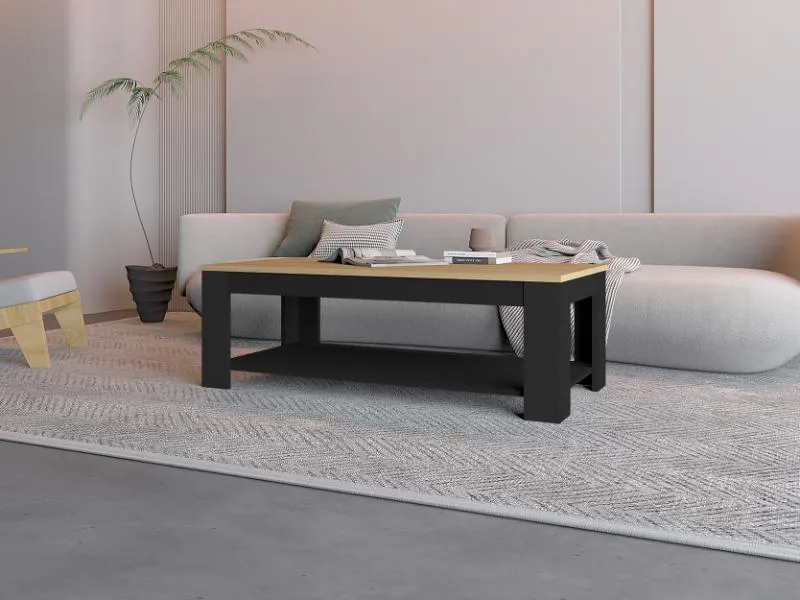Mesa de Centro Sensi, Fresno Europeo y Wengue, con Diseño Moderno