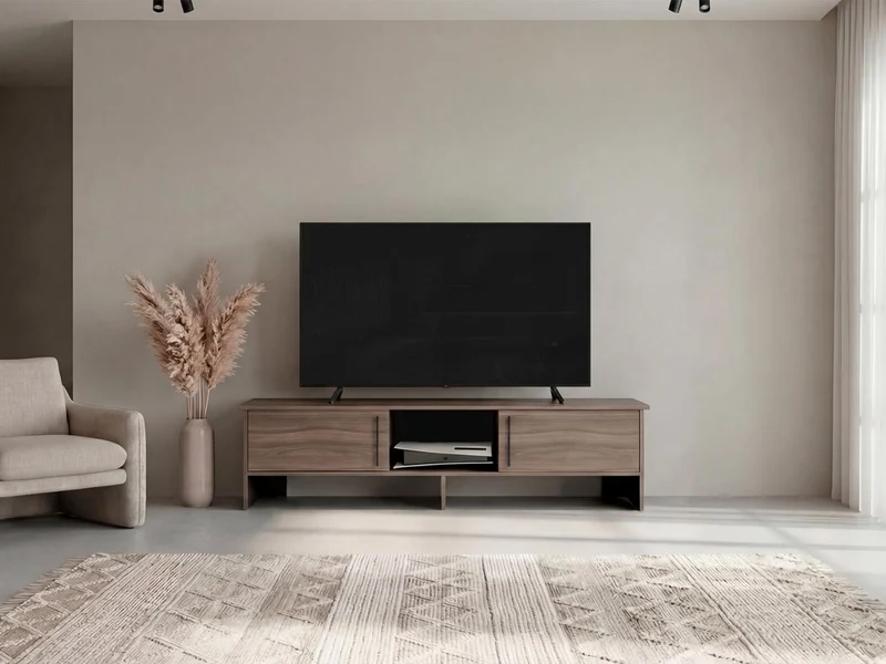 Mesa para TV Dago, Avellana y Wengue, para Televisor de hasta 65 Pulgadas con Dos Puertas