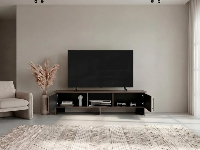 Mesa para TV Dago, Avellana y Wengue, para Televisor de hasta 65 Pulgadas con Dos Puertas