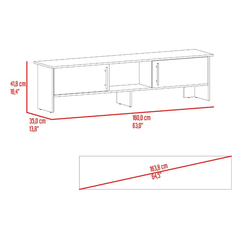 Mesa para TV Dago, Avellana y Wengue, para Televisor de hasta 65 Pulgadas con Dos Puertas
