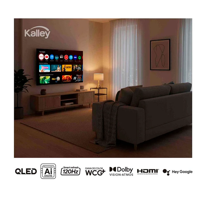 Televisor Kalley 75 Pulgadas QLED 4K-UHD Smart TV Google 75GQ415