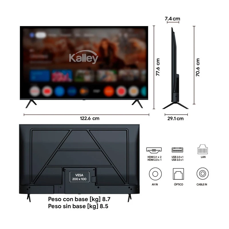 Televisor Kalley 55 Pulgadas Max LED 4K-UHD Smart TV Google 55g315