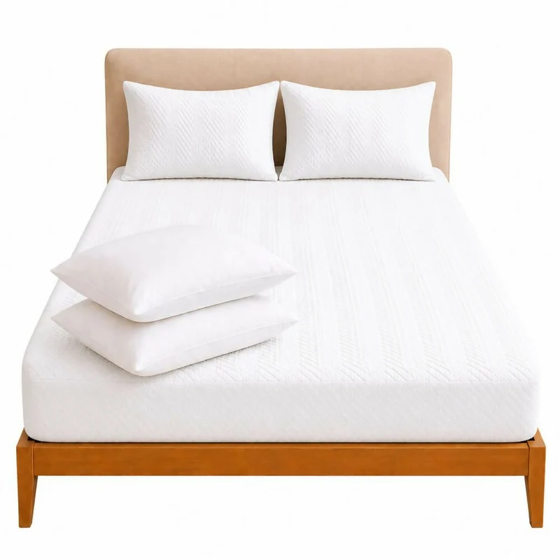 Combo Protector Colchon + 2 Almohadas Siliconadas King Blanco
