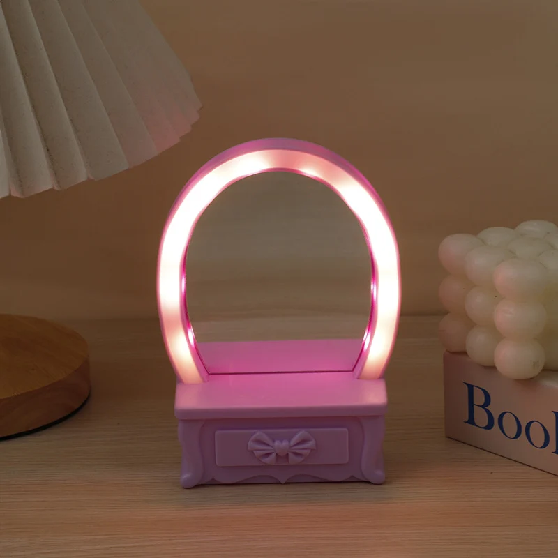 Contemporary Creative Battery Plastic Mirror Flower LED Table Lamp Night Light For Bedroom
