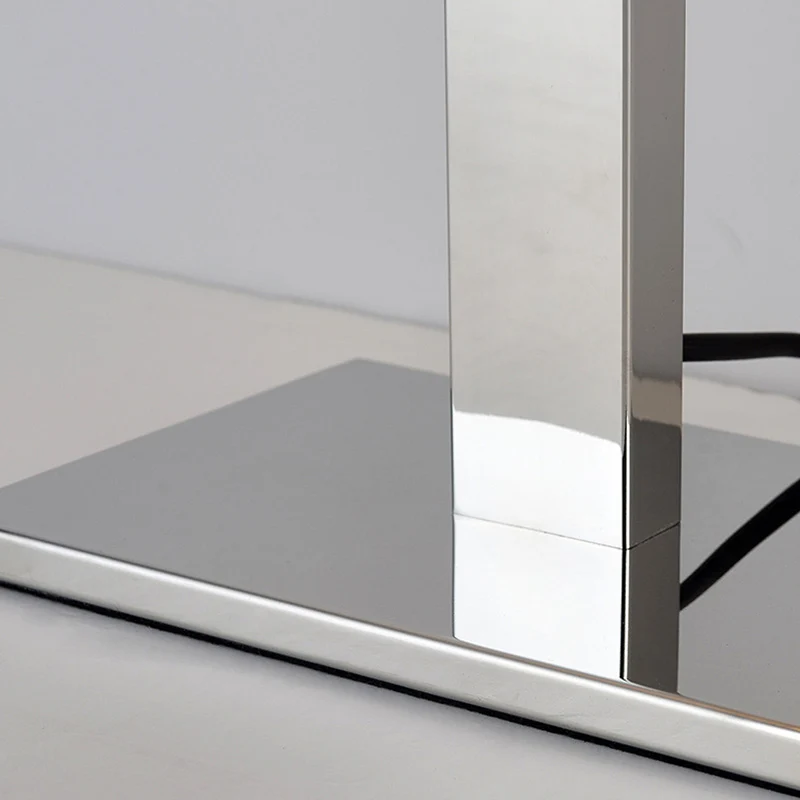 Modern Simplicity Square Long Fabric Stainless Steel 1-Light Table Lamp For Living Room