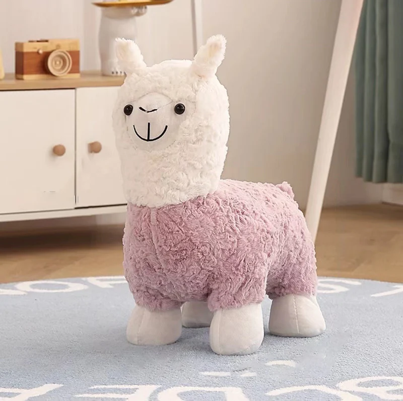 Contemporary Creative Alpaca Design Teddy Fleece Footstool Backrest For Living Room