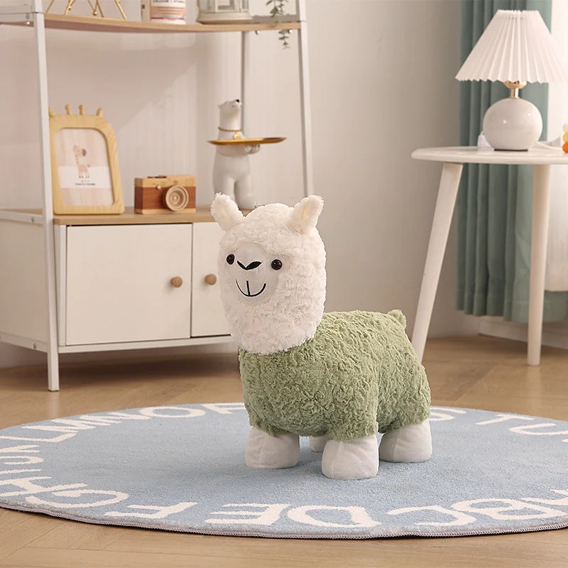 Contemporary Creative Alpaca Design Teddy Fleece Footstool Backrest For Living Room