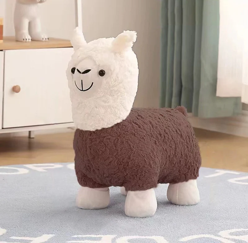 Contemporary Creative Alpaca Design Teddy Fleece Footstool Backrest For Living Room