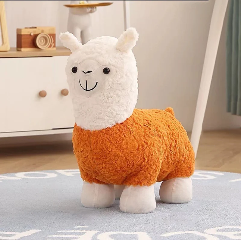 Contemporary Creative Alpaca Design Teddy Fleece Footstool Backrest For Living Room