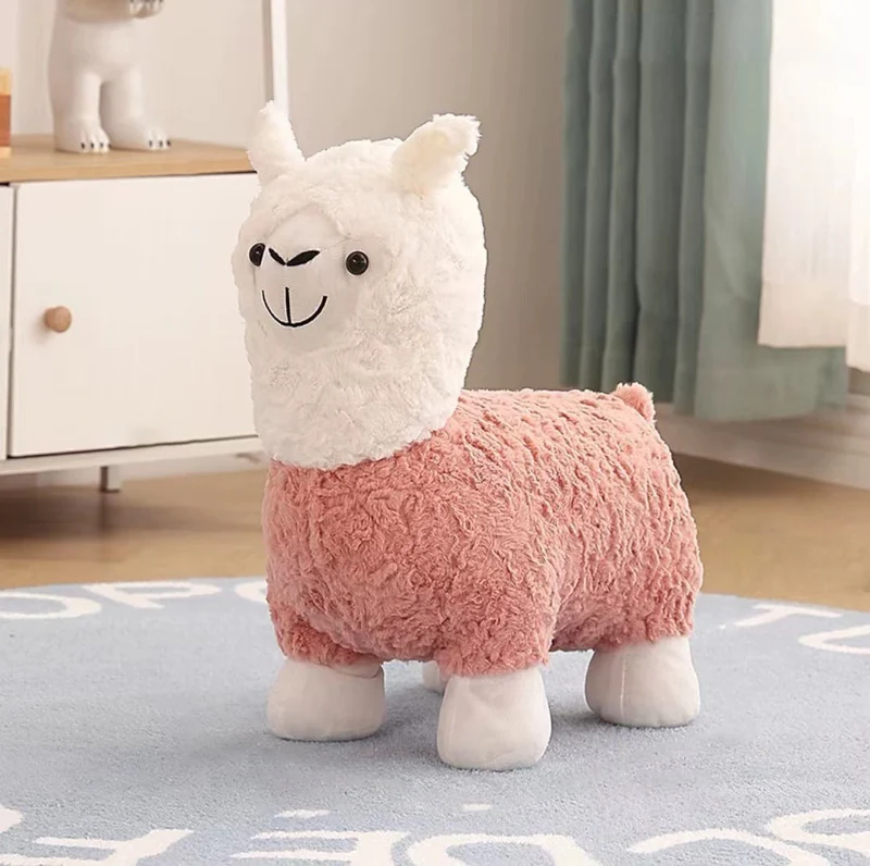 Contemporary Creative Alpaca Design Teddy Fleece Footstool Backrest For Living Room