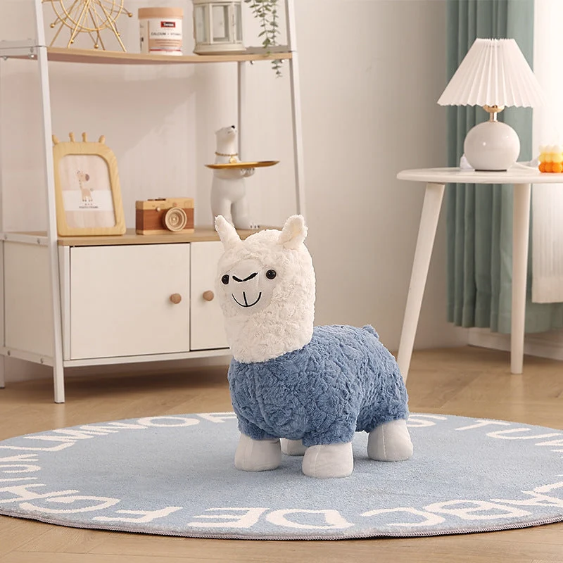 Contemporary Creative Alpaca Design Teddy Fleece Footstool Backrest For Living Room