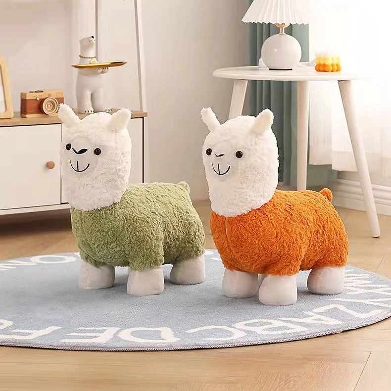 Contemporary Creative Alpaca Design Teddy Fleece Footstool Backrest For Living Room