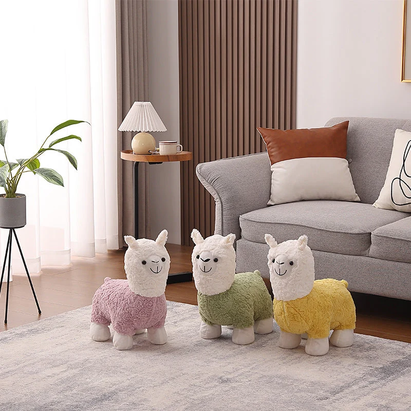 Contemporary Creative Alpaca Design Teddy Fleece Footstool Backrest For Living Room