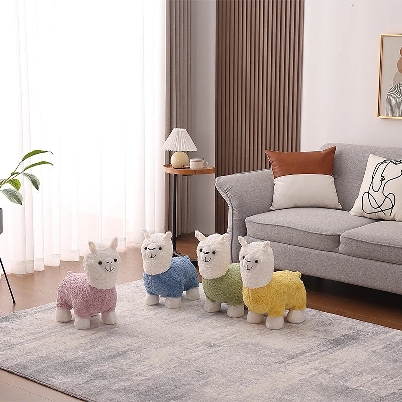 Contemporary Creative Alpaca Design Teddy Fleece Footstool Backrest For Living Room