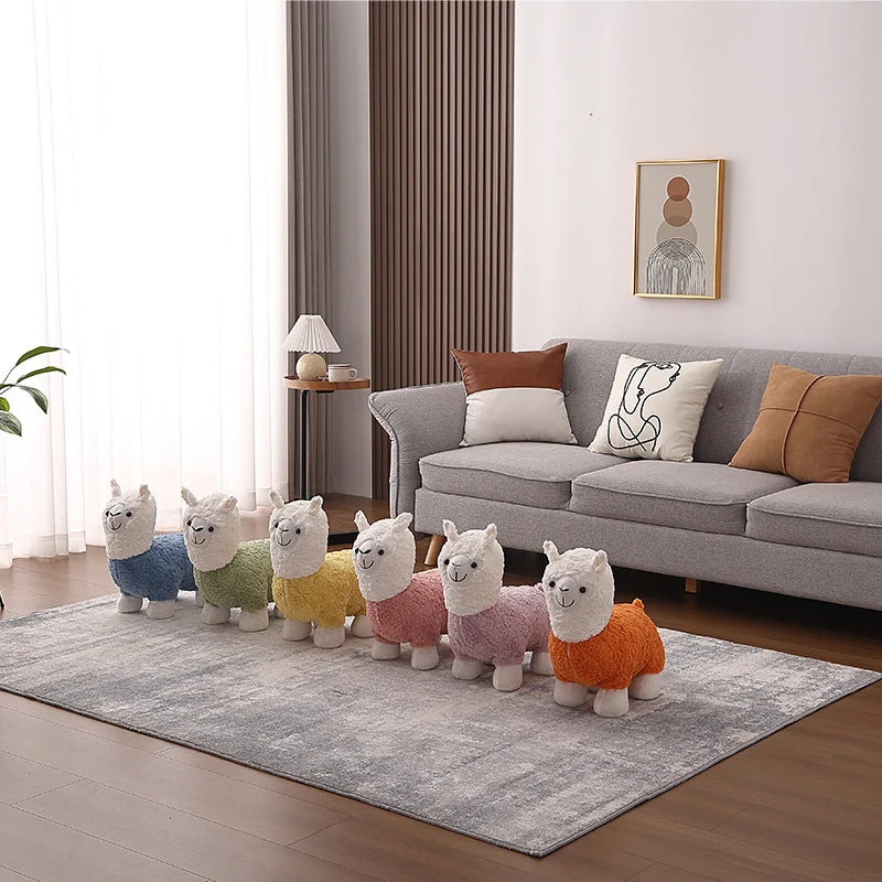 Contemporary Creative Alpaca Design Teddy Fleece Footstool Backrest For Living Room