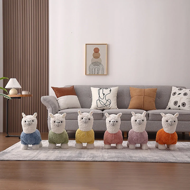 Contemporary Creative Alpaca Design Teddy Fleece Footstool Backrest For Living Room
