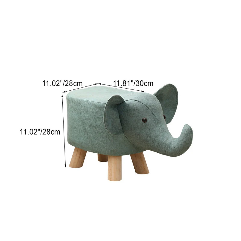 Contemporary Creative Elephant Shape Fabric Wood Legs Kids Low Stool For Living Room